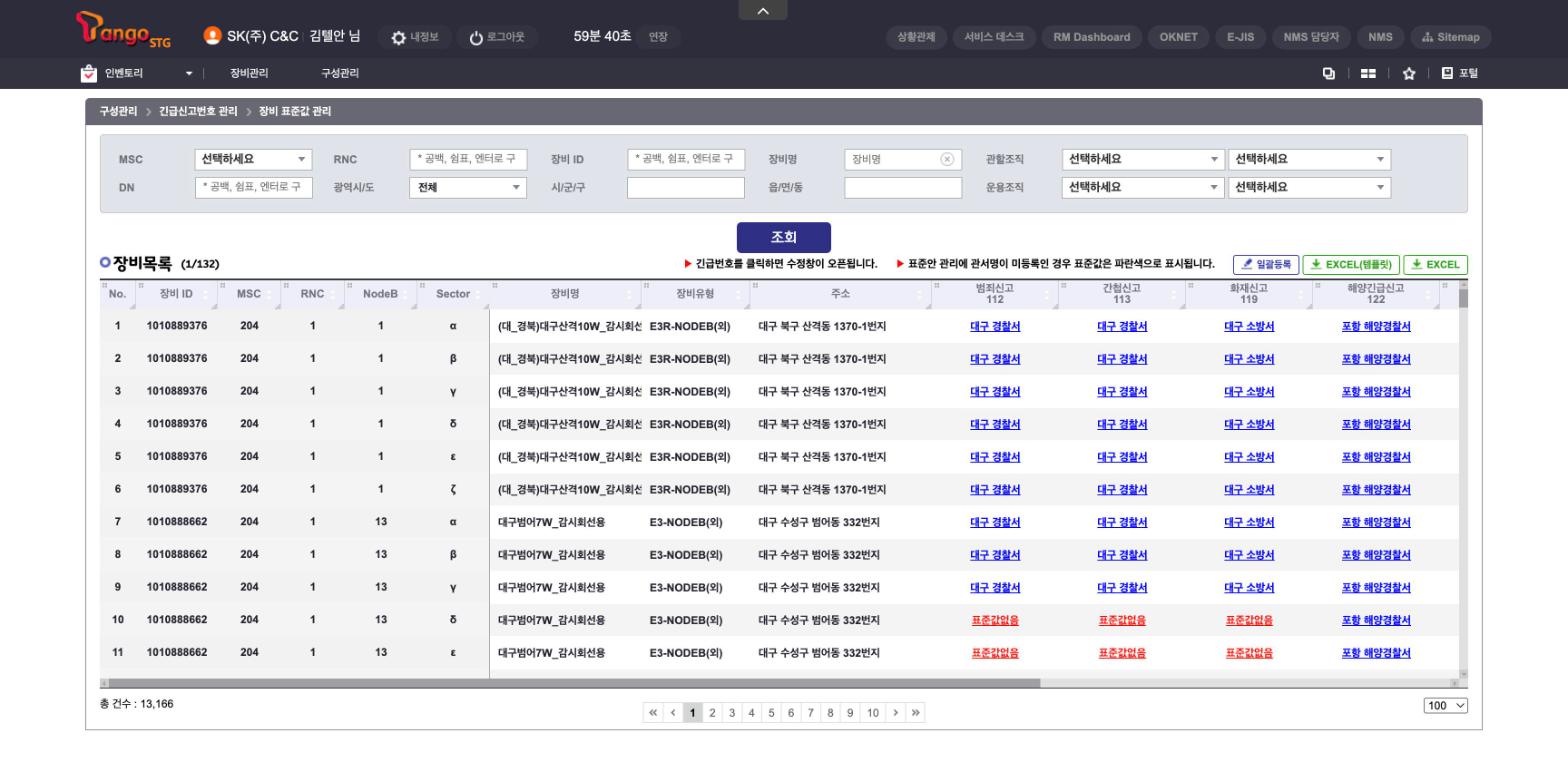 51_긴급신고_장비표준값관리